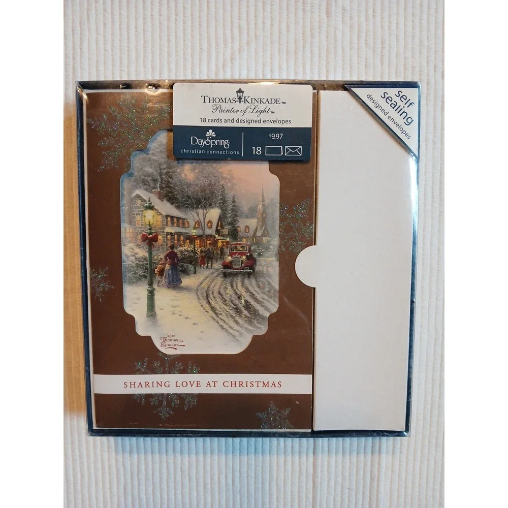 Vintage Thomas Kinkade 18 Boxed Christmas Cards DaySpring Village Christmas 1997
